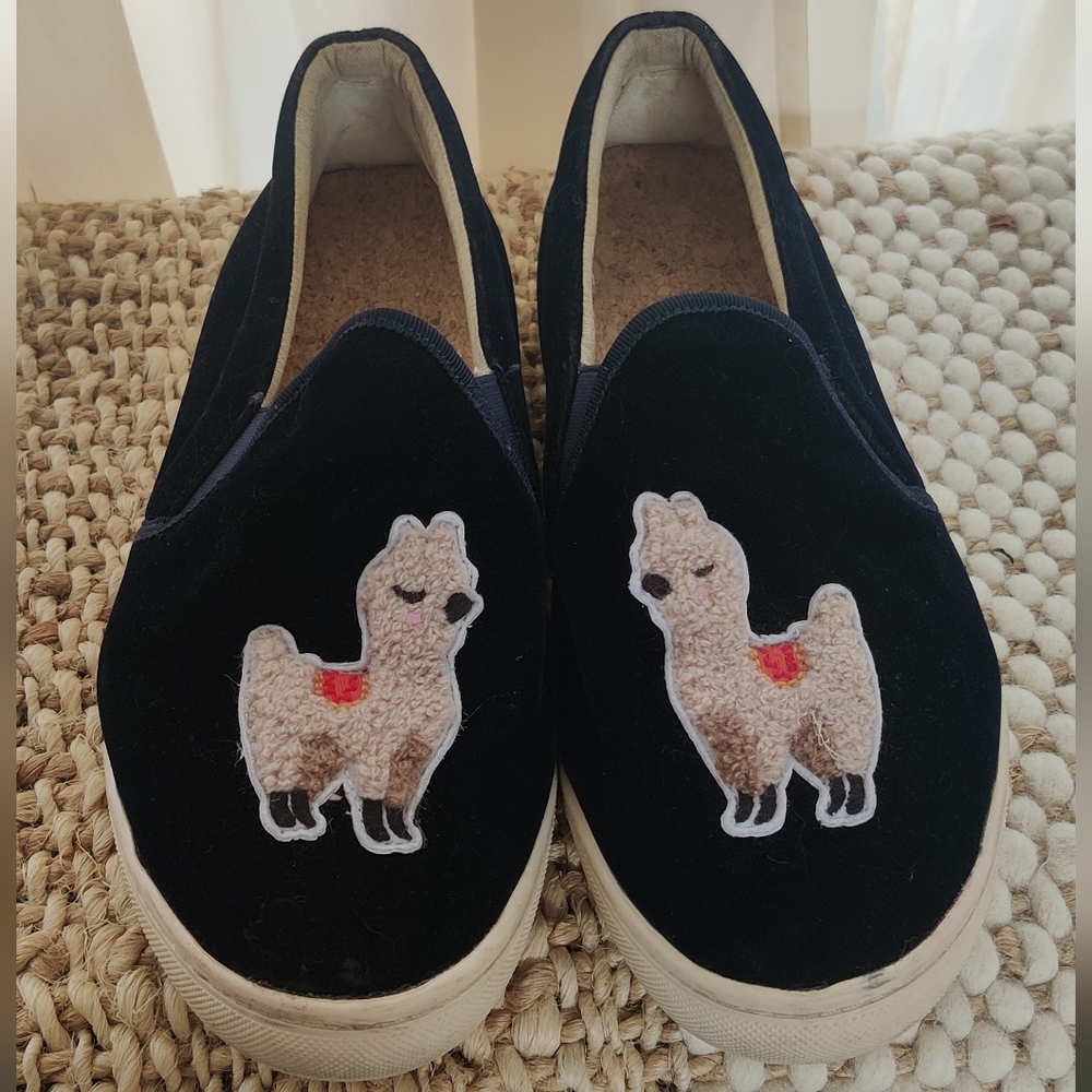 Soludos LAMA Blue Velvet slip on sneakers tennis shoes